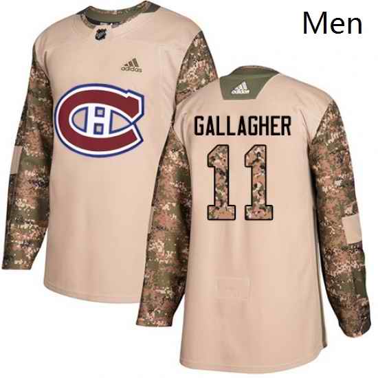 Mens Adidas Montreal Canadiens 11 Brendan Gallagher Authentic Camo Veterans Day Practice NHL Jersey